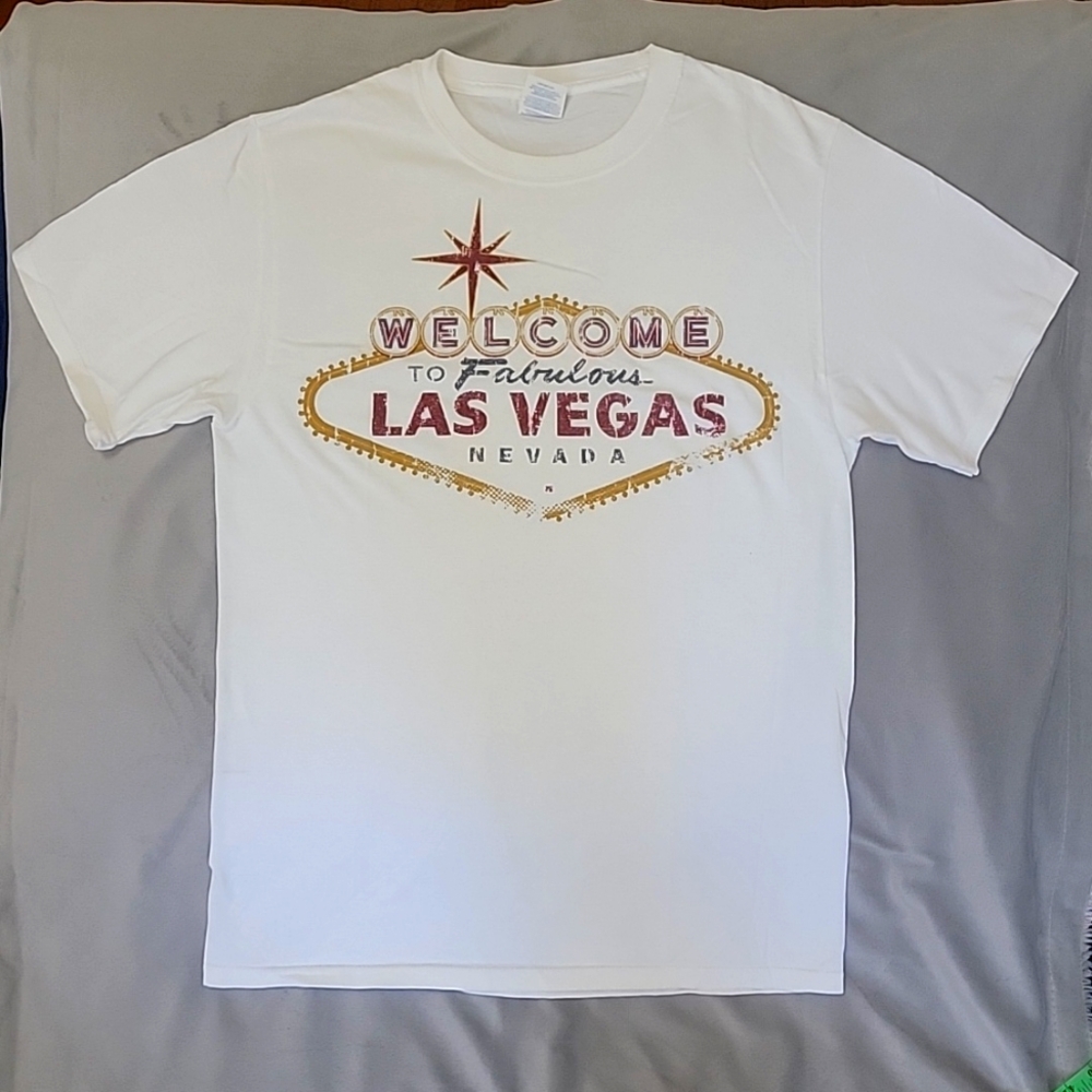 Cotton  T-Shirt "Las Vegas", Short Sleeved Men's Top, Las Vegas Logo, Size S